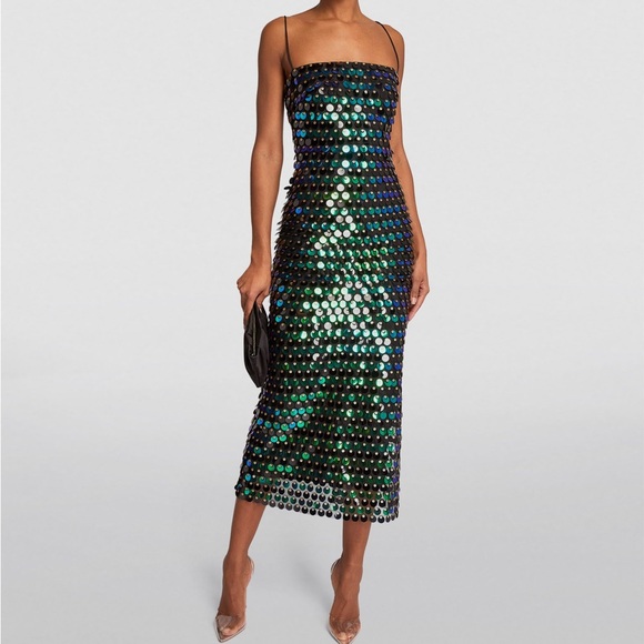 THE NEW ARRIVALS ILKYAZ OZEL Sequinned Phoenix Midi Dress - Picture 3 of 7